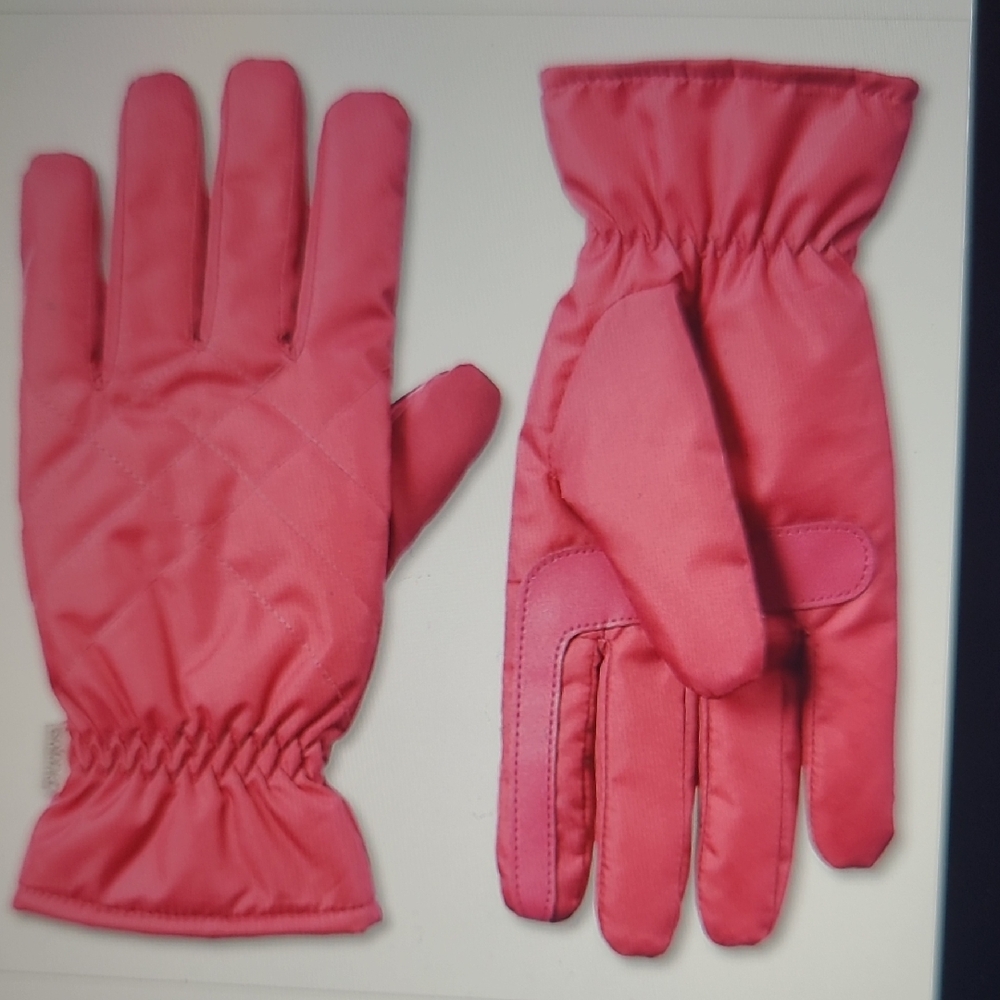Isotoner Fushia Pink Insulated Touchscreen Quilted Winter Gloves